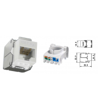 BNET CAT 6A UTP RJ45 TOOL-LESS KEYSTONE JACK/MODULE UNSHIELDED WHITE-SILVER